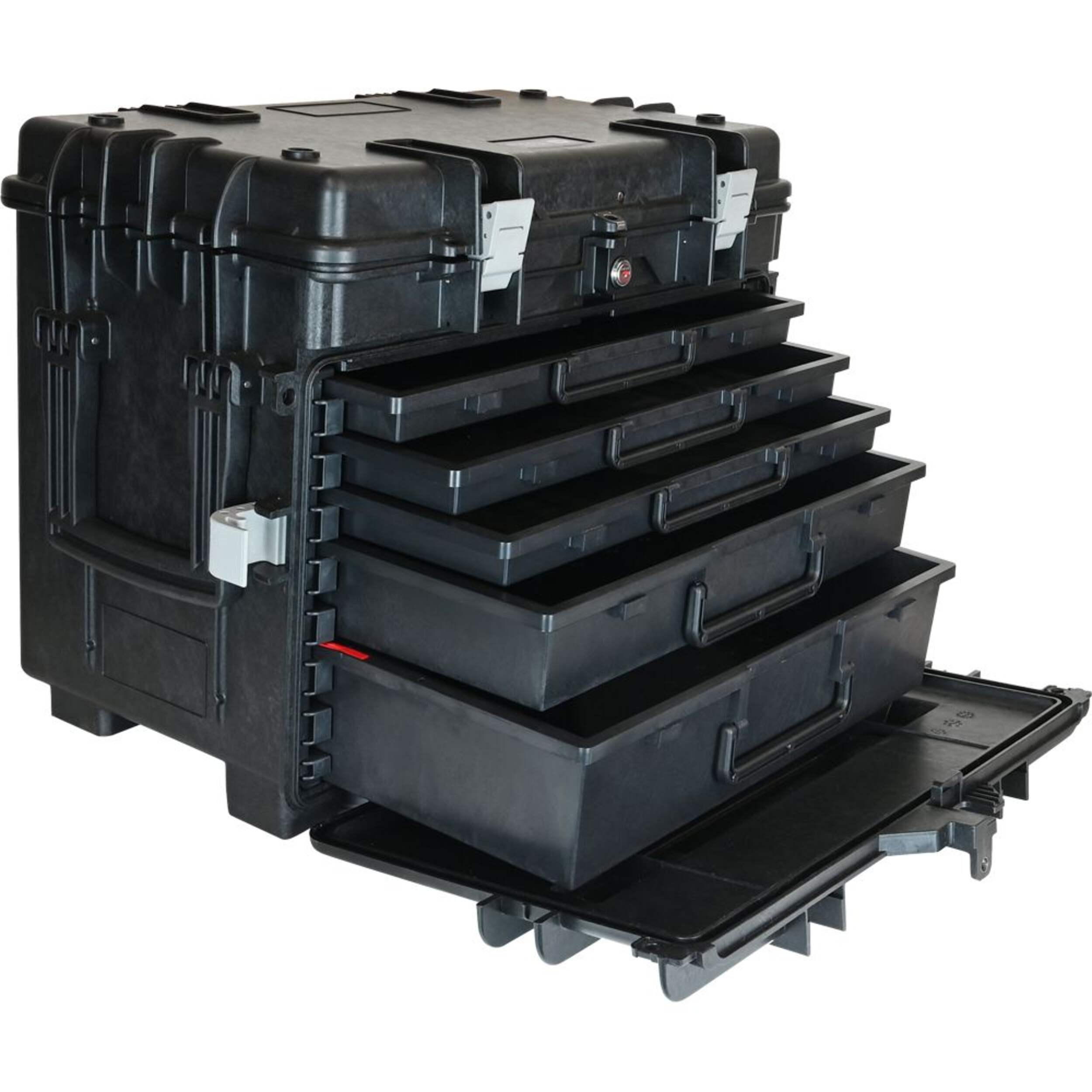 Gray Tools Mobile Tool Chest, 3 Small, 1 Medium & 1 Large Drawer, Black Front_Three_Fourths_Angled_Right