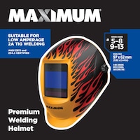 MAXIMUM Premium Variable Shade Welding Helmet, UV Resistant, Flame Design Composite_or_Mixed