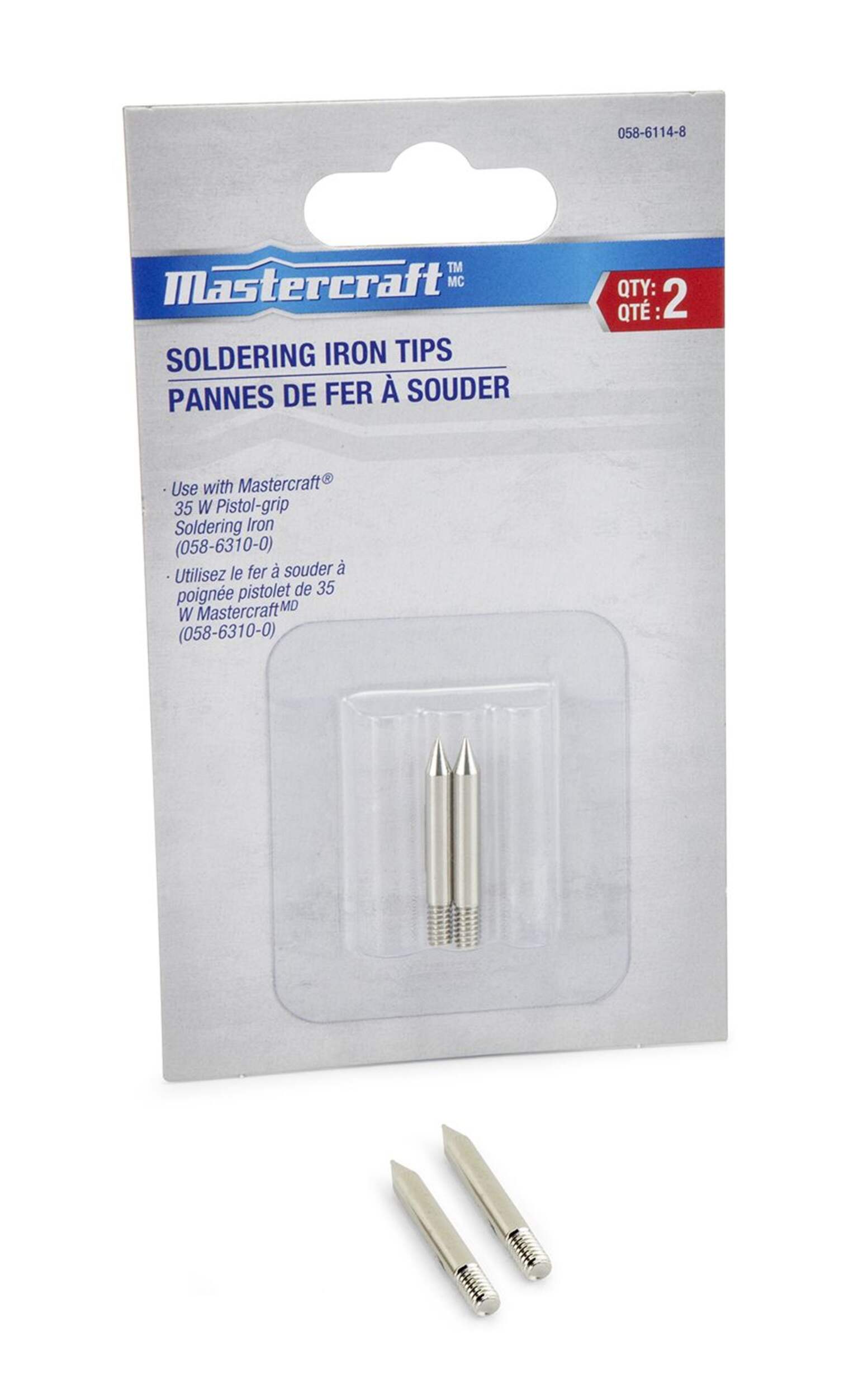 Mastercraft Replacement Soldering Iron Tips for 35W Soldering Iron, 34 x 4-mm, 2-pk Composite_or_Mixed