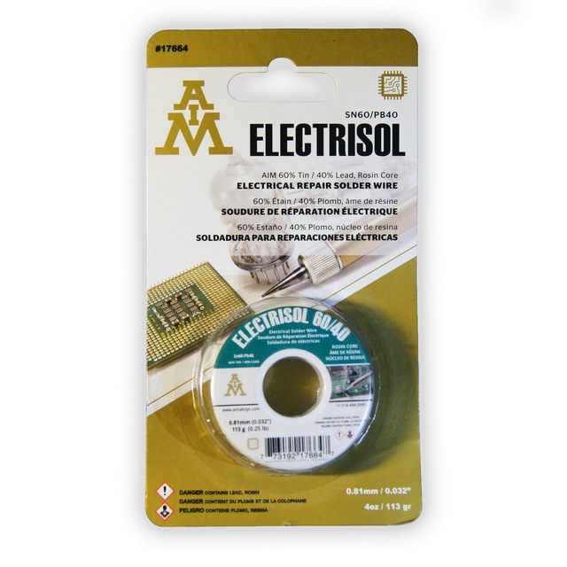 AIM Electrisol 60/40 Rosin Flux Core Electrical Solder Wire, 113g