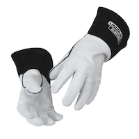 Lincoln Electric Leather Welding Gloves, White/Black