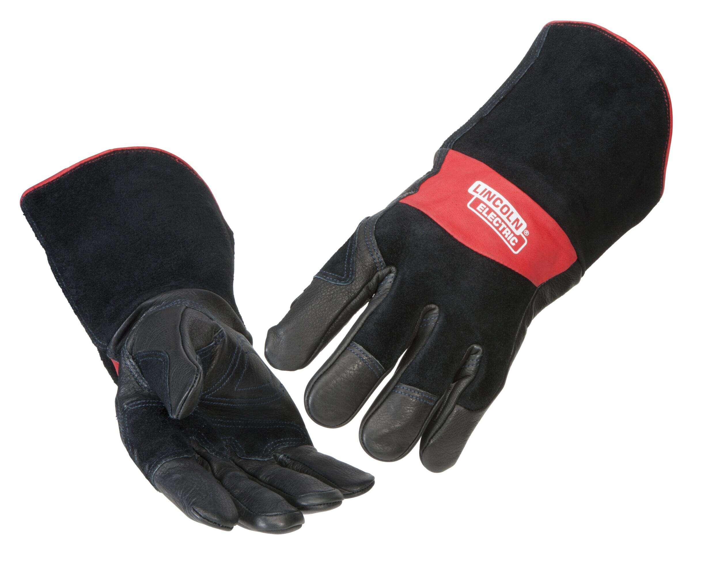 Lincoln Electric Premium Leather MIG Stick Welding Gloves, Black/Red Composite_or_Mixed