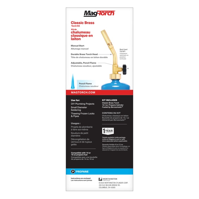 MagTorch® MT200 Classic Brass AdjustableTemPerature ProPane Torch Kit