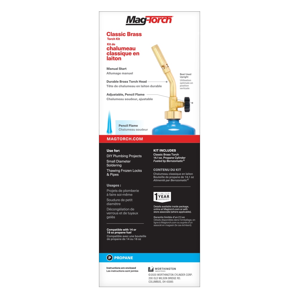 MagTorch® MT200 Classic Brass AdjustableTemPerature ProPane Torch Kit