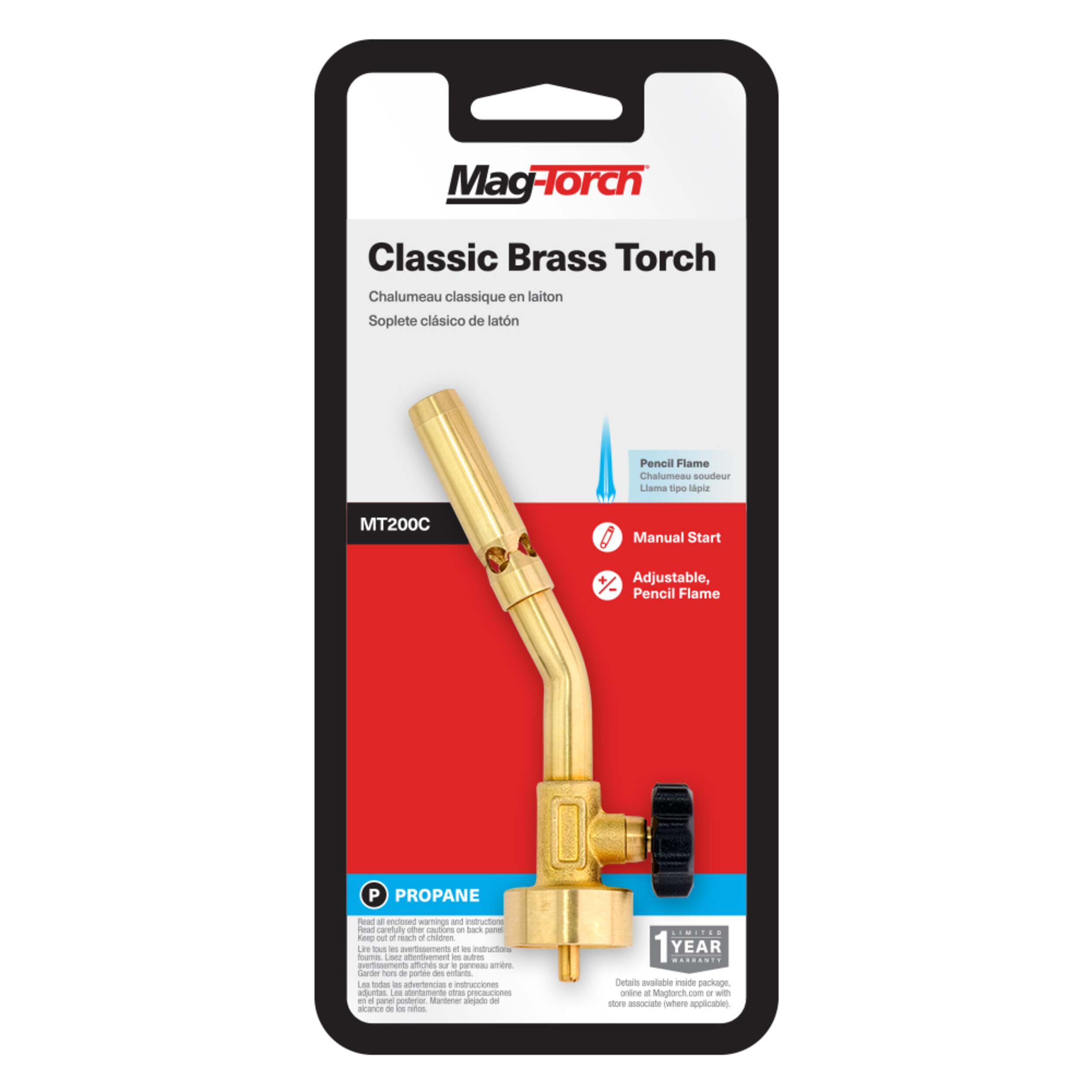 Mag-Torch MT200C Classic Brass Adjustable-Temperature Propane Torch Front_Flat