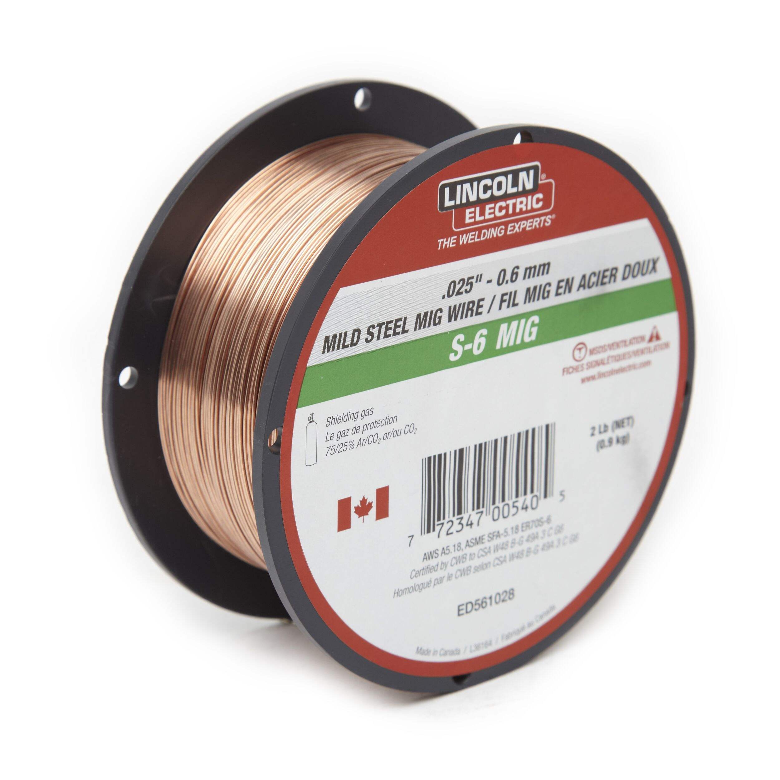 Fil de soudage MIG Lincoln Electric 0,025 po, 2 lb Front_Three_Fourths_Angled_Right