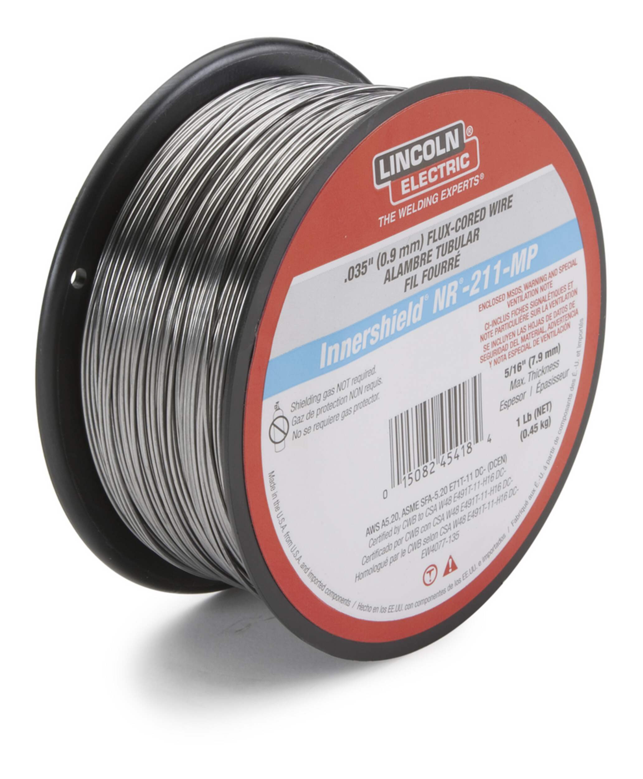Lincoln Electric Innershield® NR-211®-MP Flux-Cored Welding Wire, 1-lb, 0.035-in Front_Three_Fourths_Angled_Right