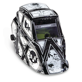 Mastercraft Auto-darkening Welding Helmet, Fixed Shade #10, White Skull Front_Angled_Right