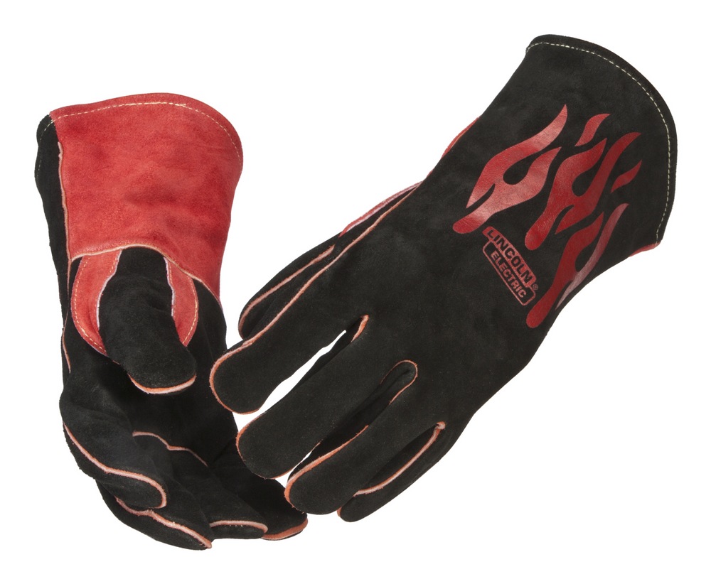 Lincoln Electric Premium Leather Welding Gloves, Black/Red, XL