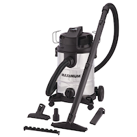 MAXIMUM VKD811SW 5.5 Peak HP Stainless Steel Wet/Dry Shop Vacuum with Hose and Accessories, 30-L Front_Three_Fourths_Angled_Left