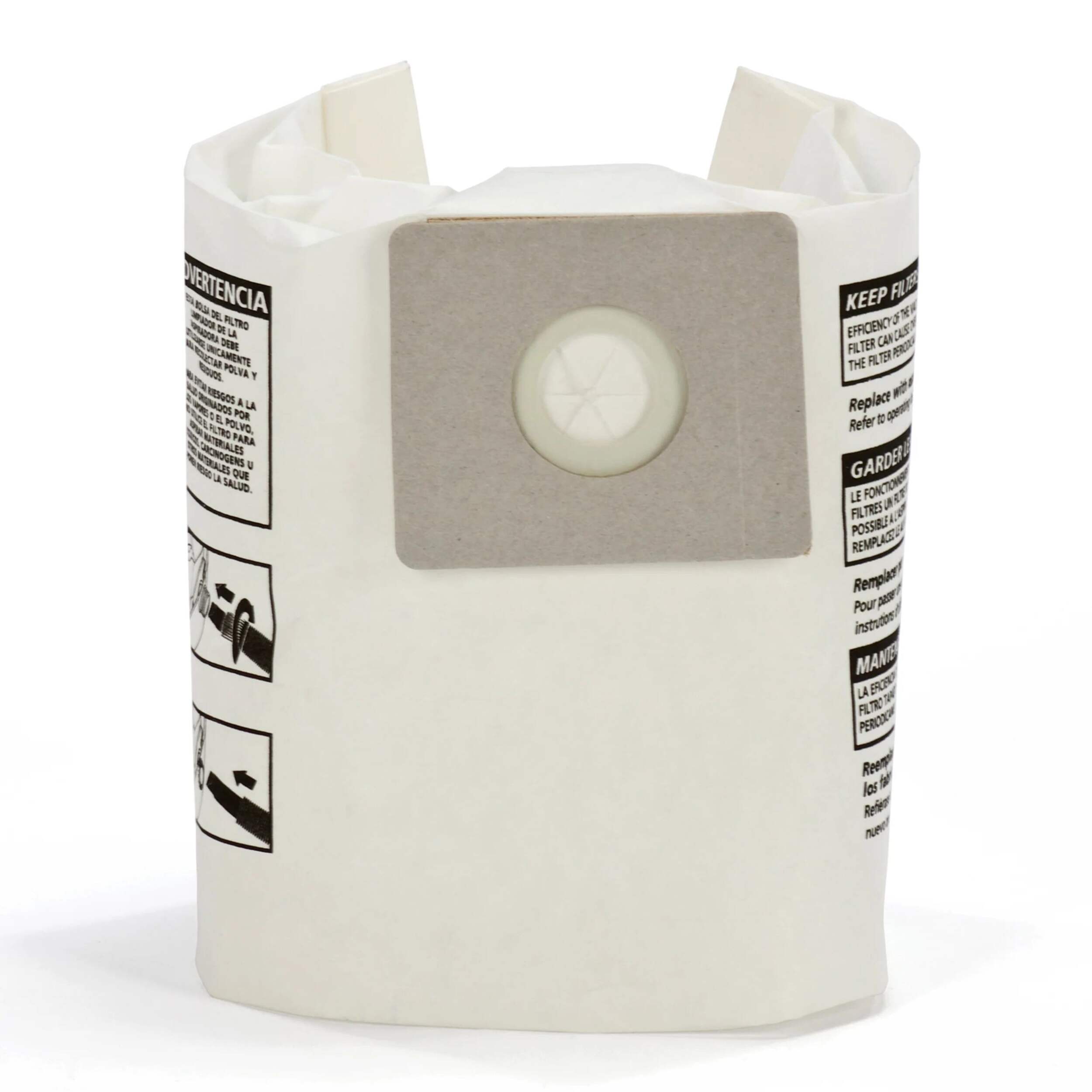 Shop-Vac® Paper Collection Bags for Shop-Vac® Micro Wet/Dry Shop Vacuum, 3.8-L, 3-pk Front_Elevated