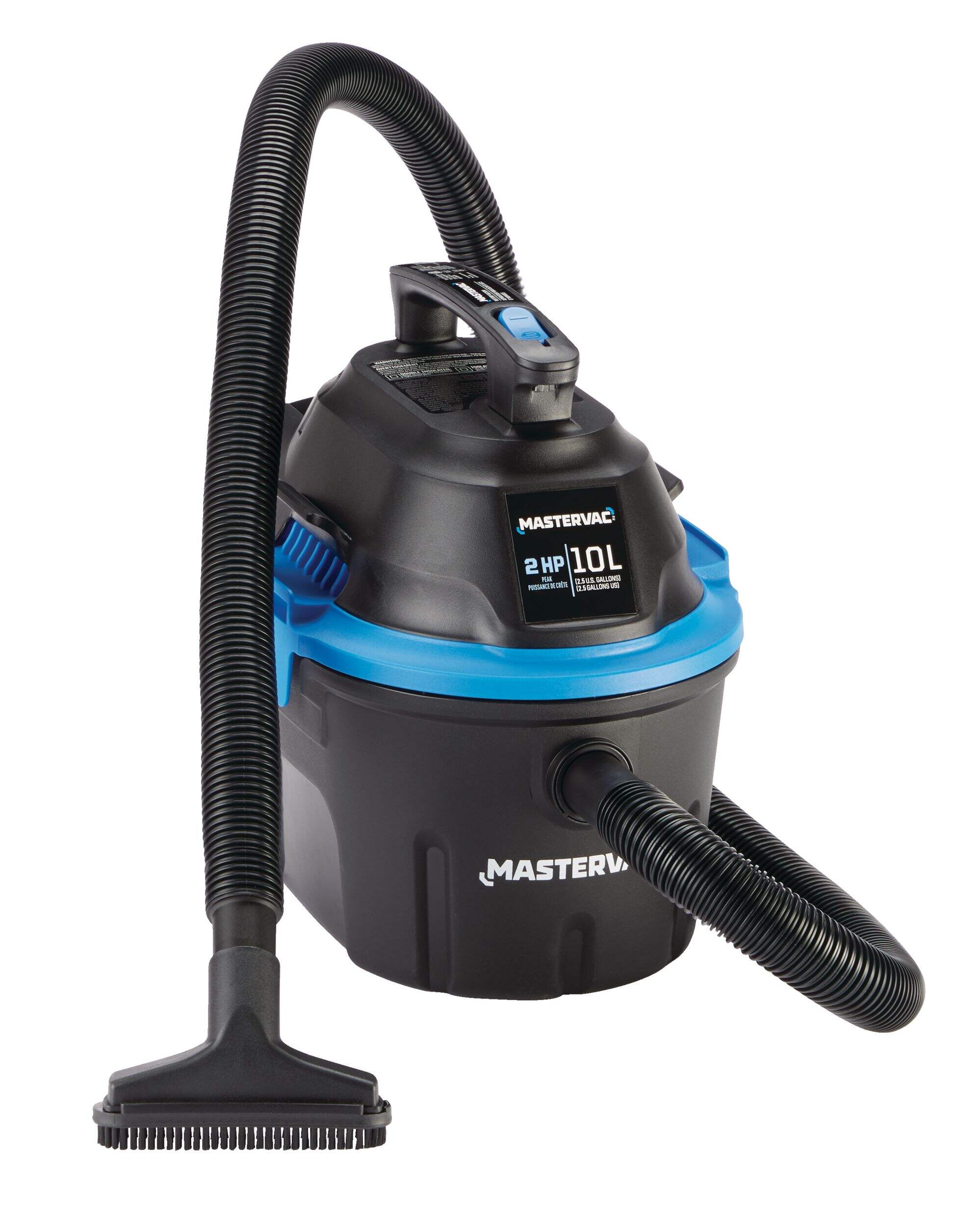 Aspirateur d'atelier sec/humide puissance de crête de 2,0 HP Mastervac AA255 avec tuyau et accessoires, 10 L Front_Three_Fourths_Angled_Right