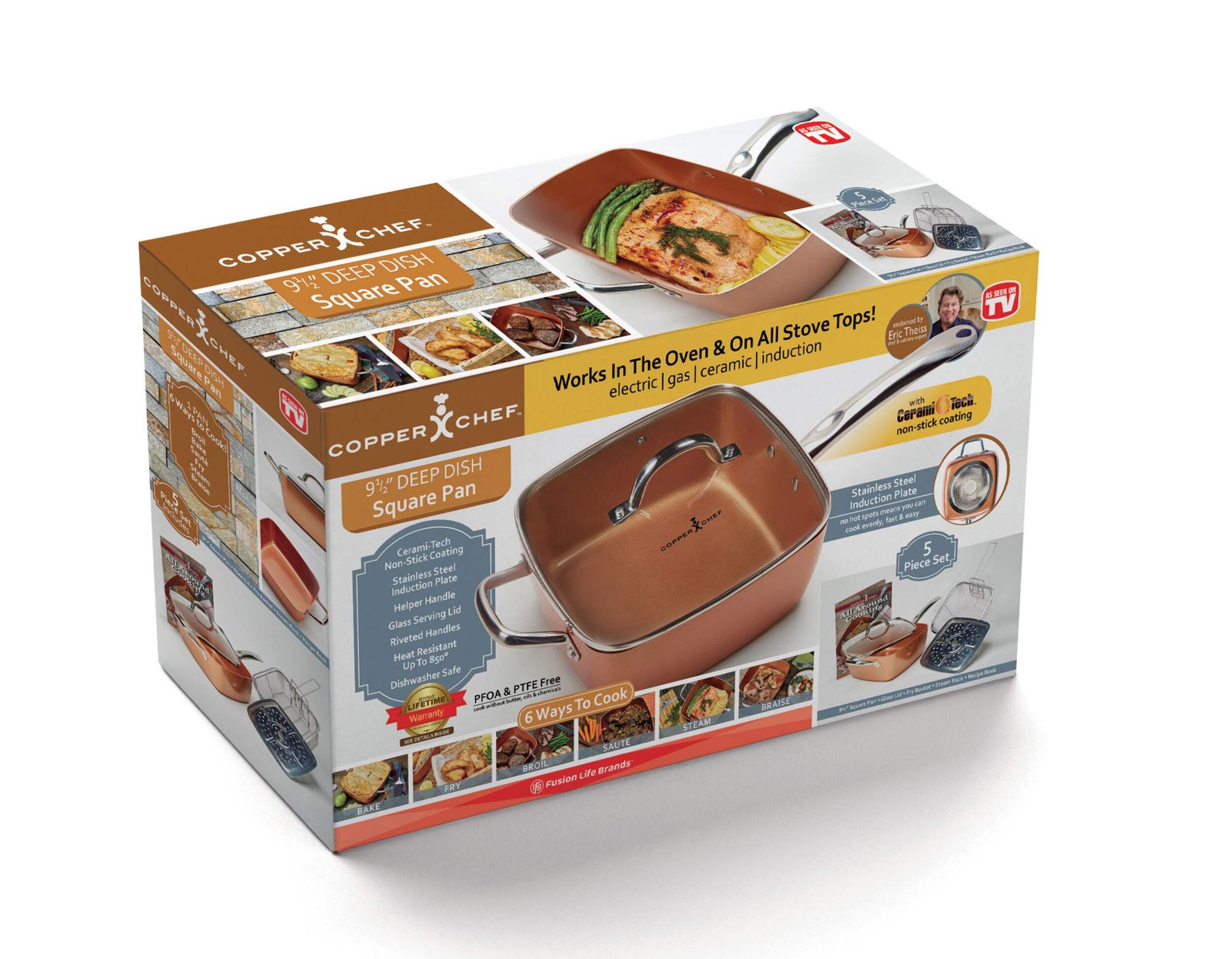 Copper Chef Deep Square Pan Set, 5-pc, 9.5-in Front_Angled_Right
