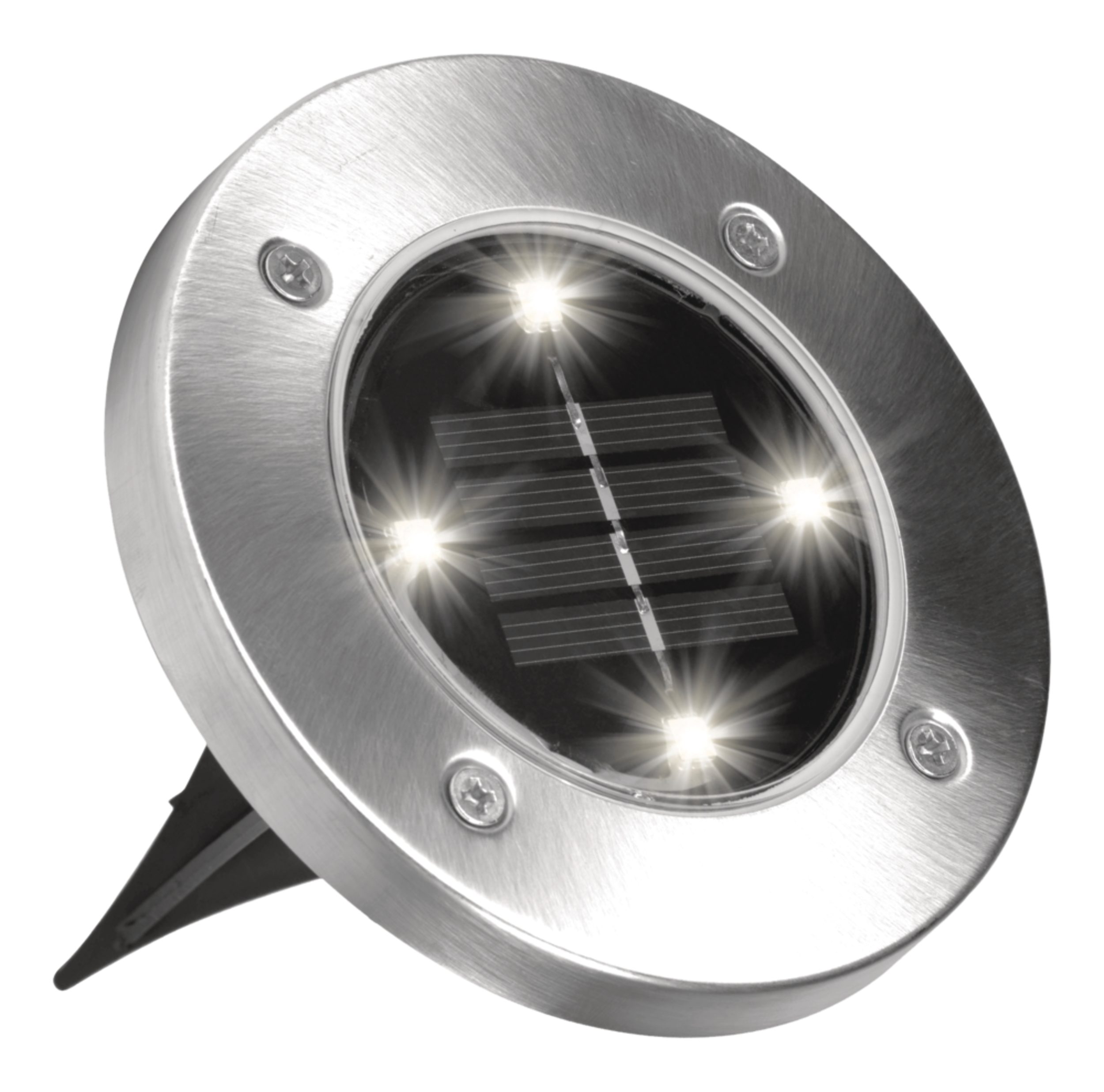 As Seen On TV Bell & Howell Outdoor Solar Disk Lights, Stainless Steel Front_Angled_Right