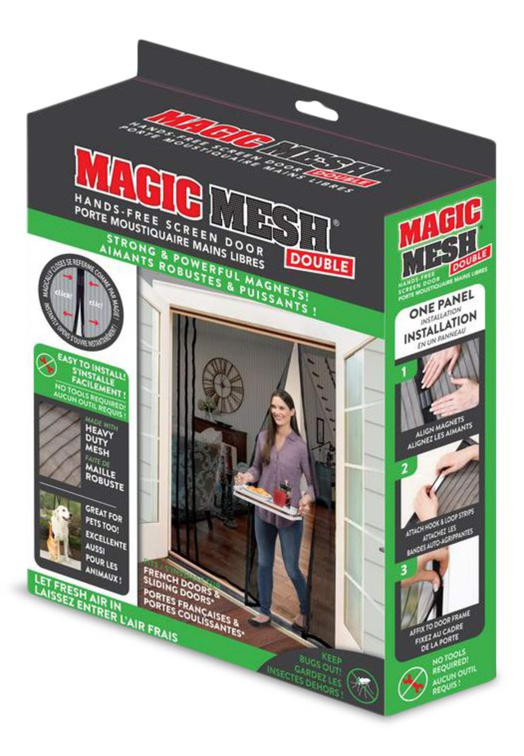 Porte-moustiquaire double mains libres à aimants Magic Mesh Front_Three_Fourths_Angled_Left