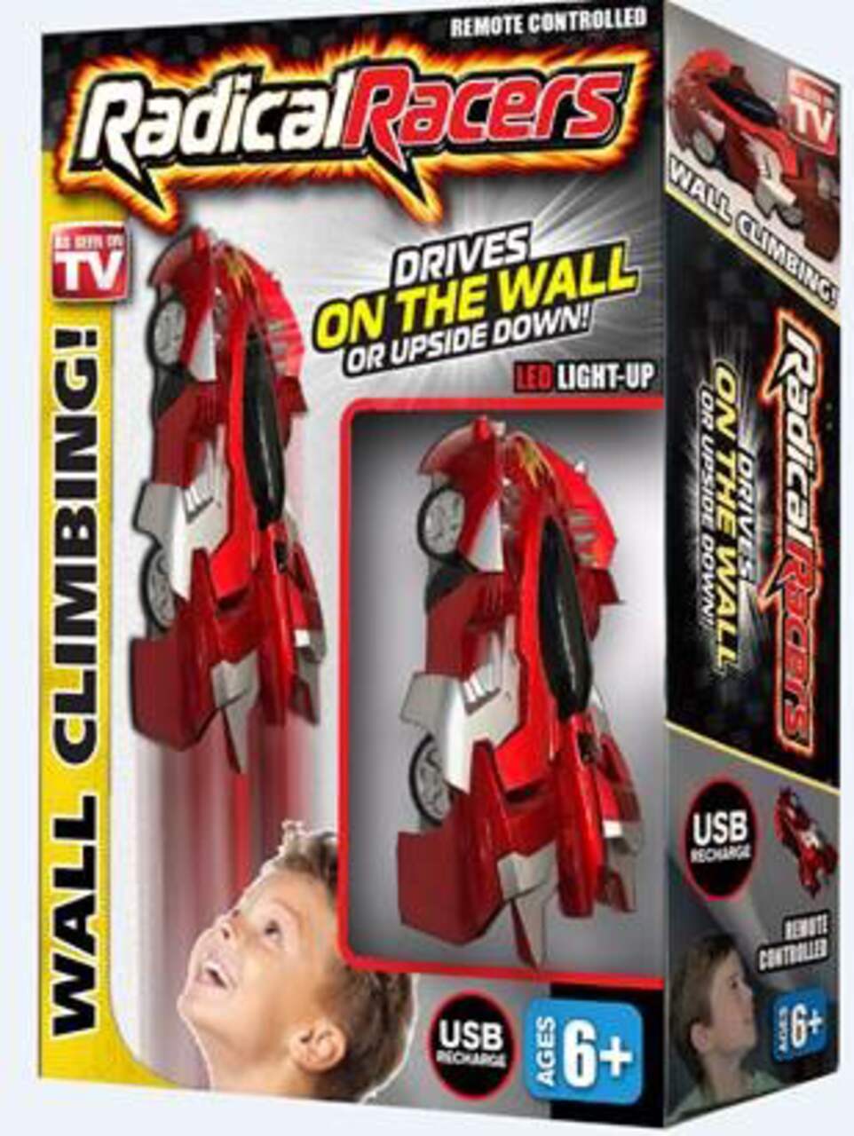 Toy car that drives up clearance walls