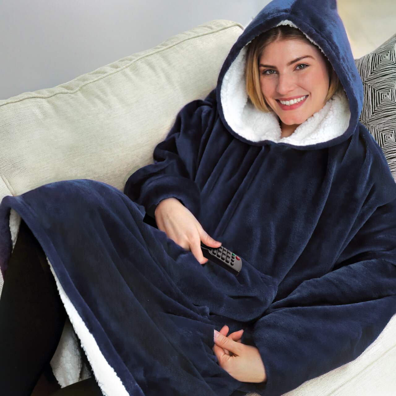 Huggle Hoodie™ Ultra Plush Blanket Hoodie, Blue