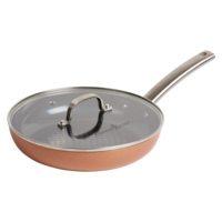 Poêle ronde Copper Chef Black Diamond avec couvercle, comme à la télé, 10 po Front_Angled_Left