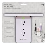 Tablette pour prise de courant Sharper Image Socket Shelf Comme à la télé, blanc Front_Flat