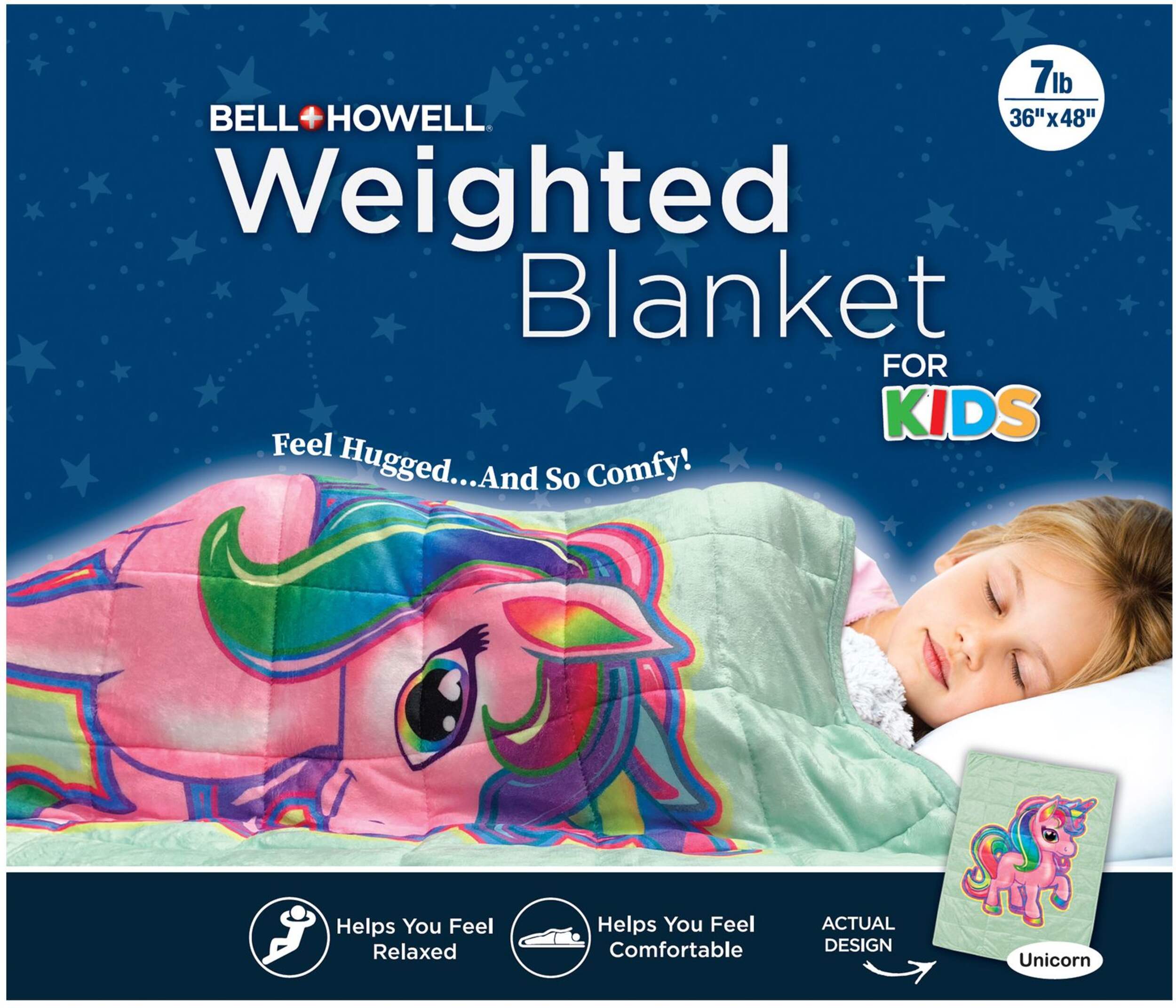 As Seen On TV Kid's Weighted Unicorn Blanket, 7-lb Front_Flat