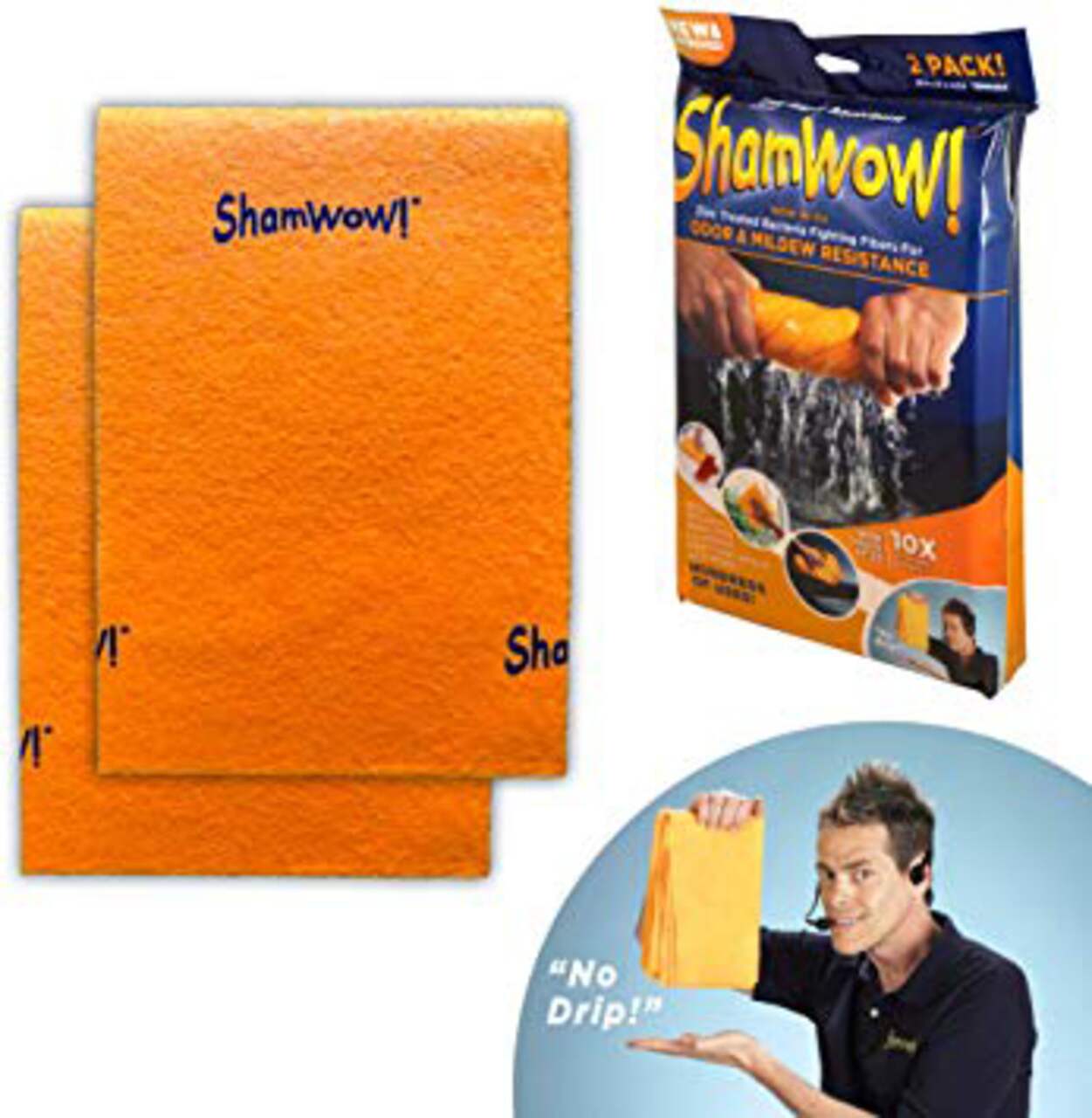 Kitchen Home Super Chamois - Extra Large 20 x 27 Super Absorbent Cleaning Cloth - 6 Pack Orange Shammy - Holds 20X It's Weight in Liquid
