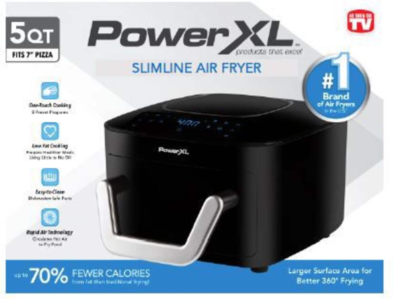 PowerXL 5-Quart Black LED Slimline Air Fryer