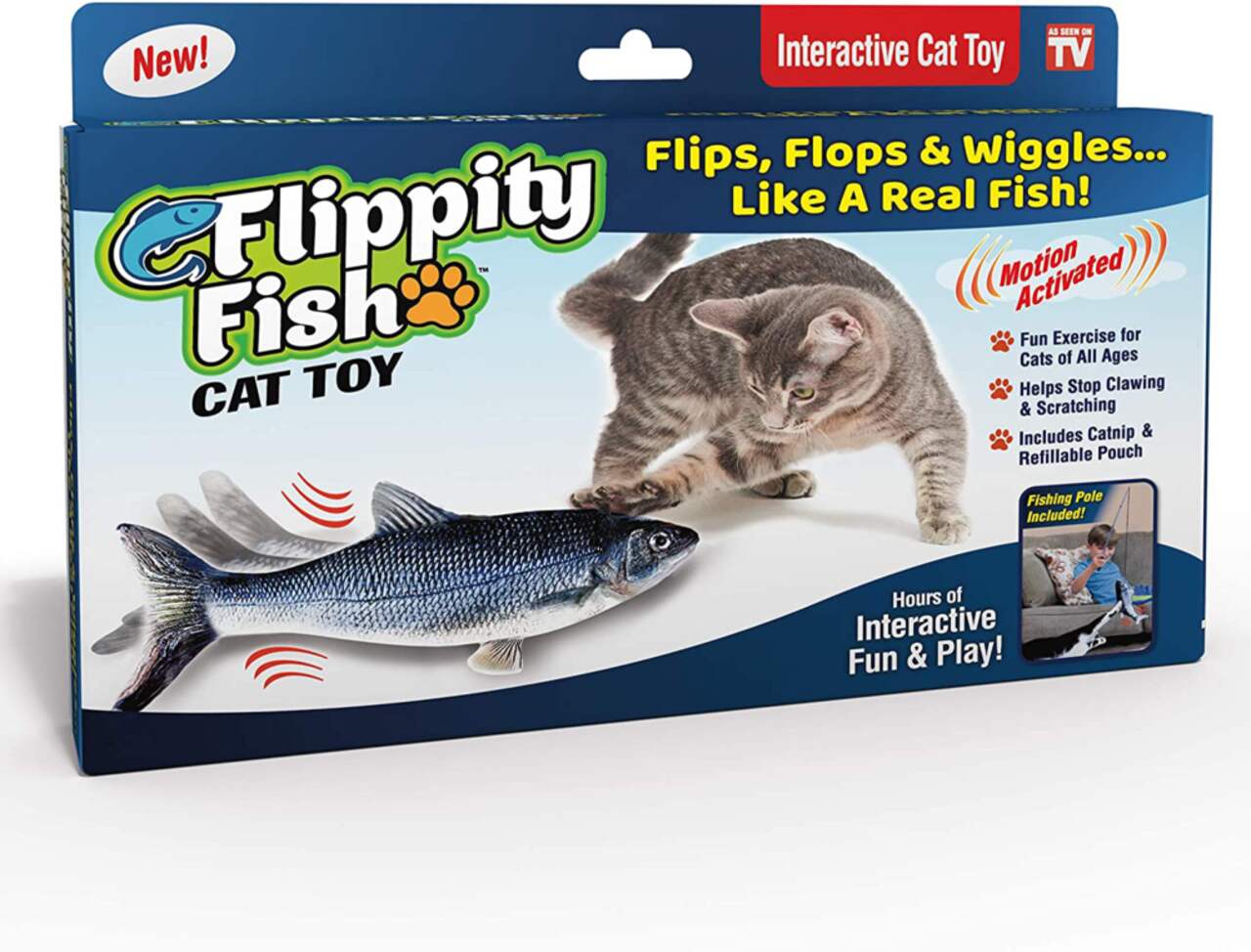 Cat Flipping Flopping Fish Cat Toy Motion Activated Motorized Cat Plush Toy  USB