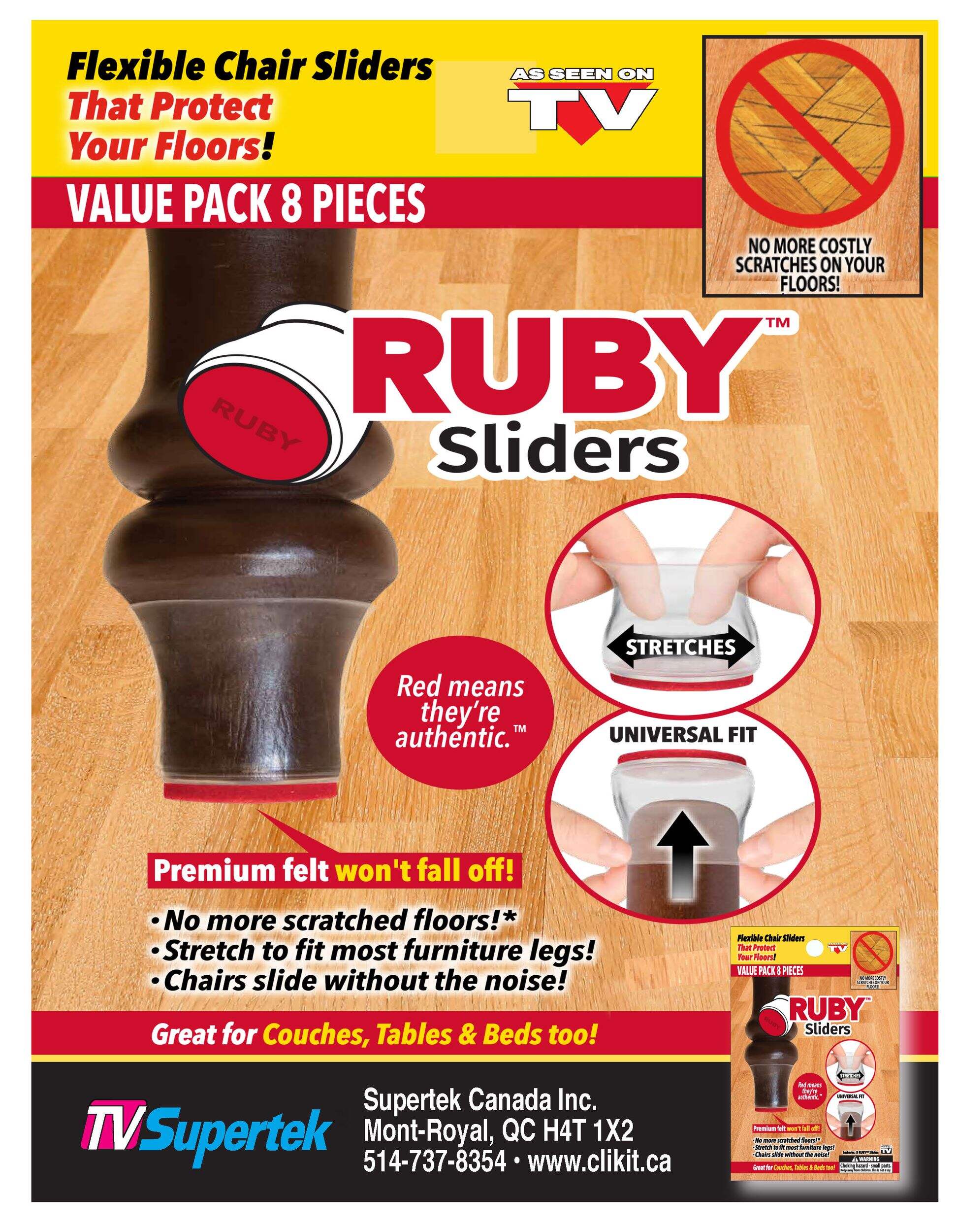 As Seen On TV Ruby Chair Sliders Front_Flat