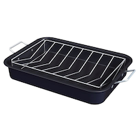 As Seen On TV Blue Diamond Roasting Pan with Stainless Steel Rack Front_Angled_Left