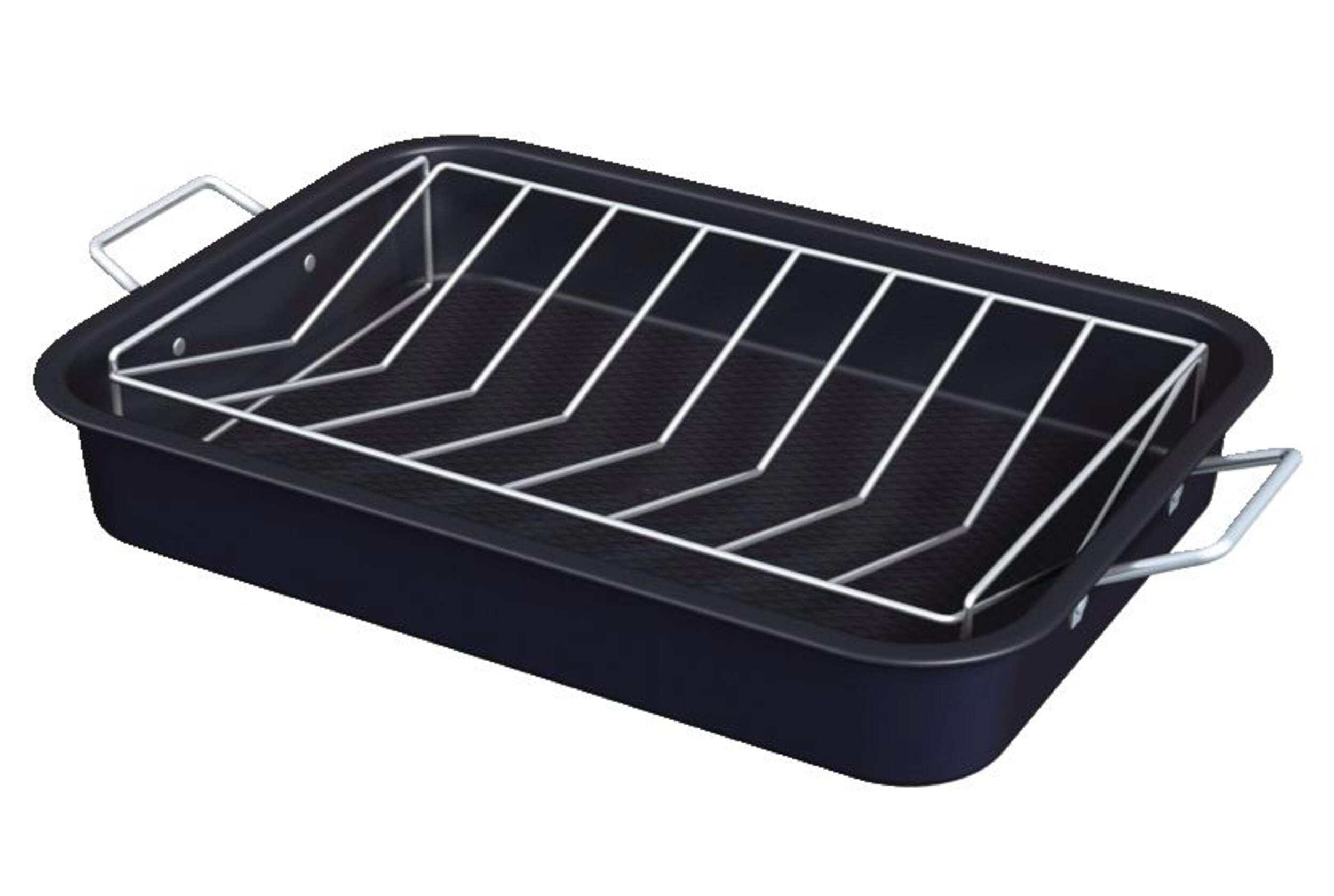 As Seen On TV Blue Diamond Roasting Pan with Stainless Steel Rack Front_Angled_Left
