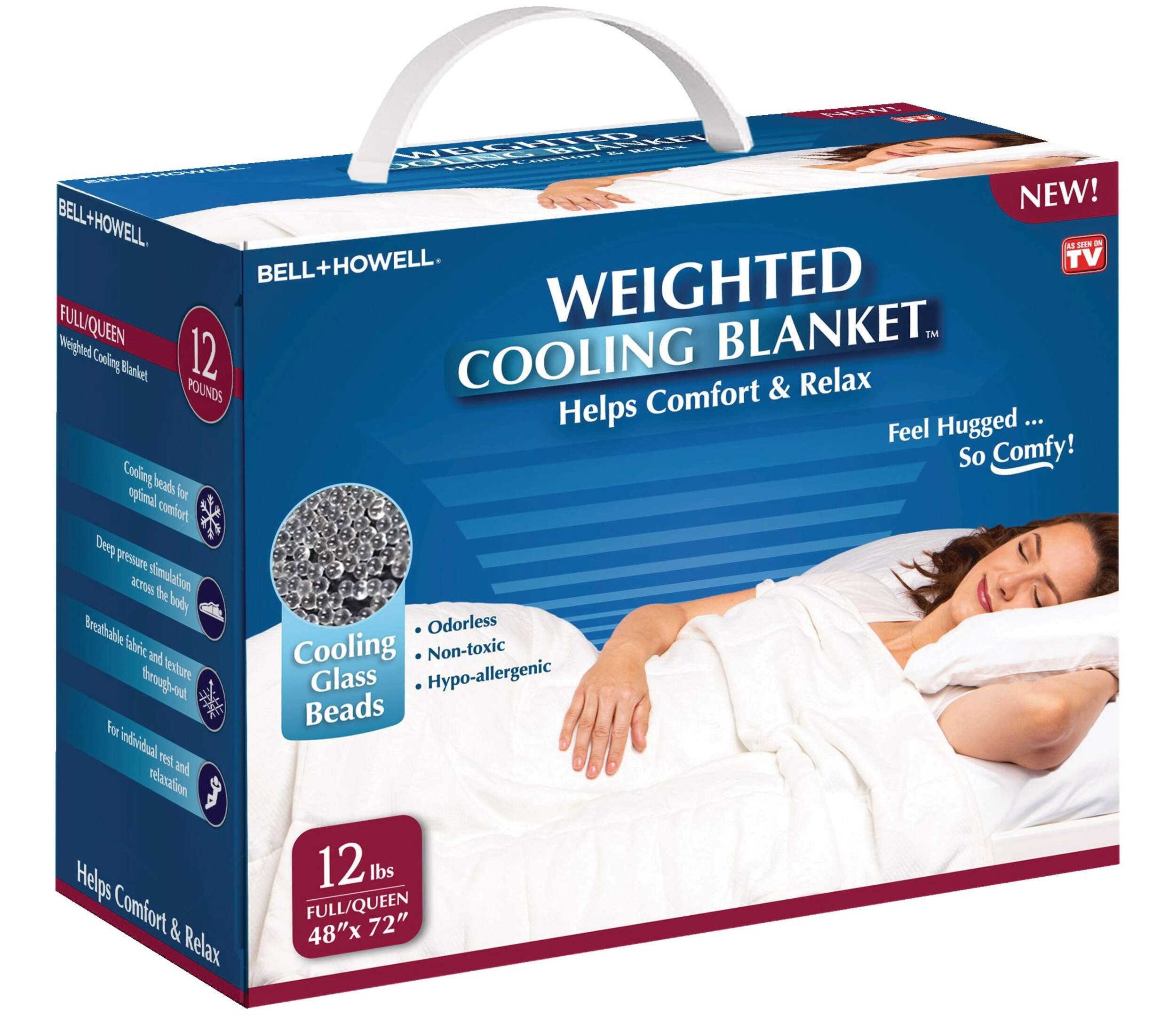 As Seen On TV Bell & Howell Cooling Comfort Weighted Blanket, 12-lb Front_Three_Fourths_Angled_Right