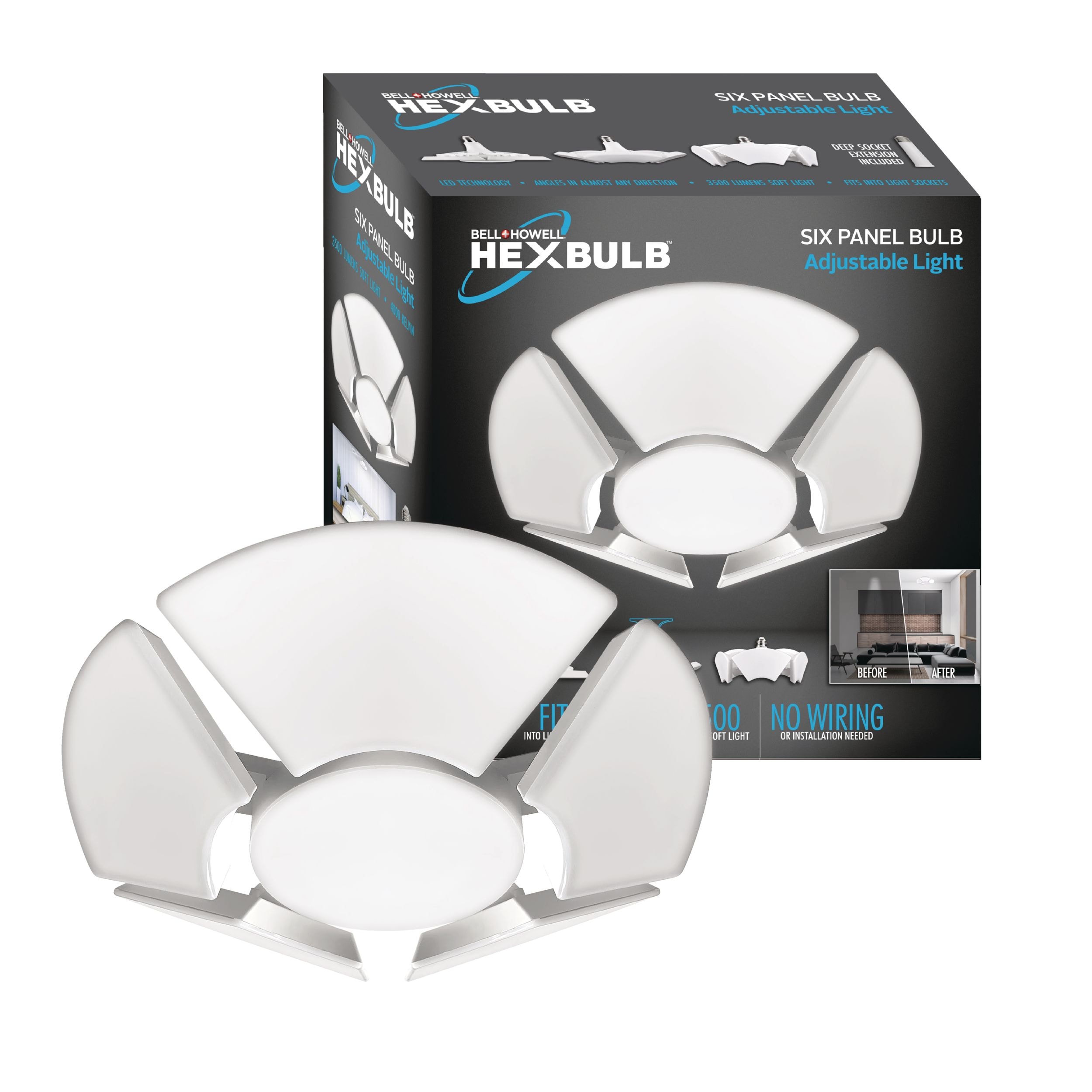 Bell & Howell Hex Bulb - 6-Panel Bulb, Adjustable Light