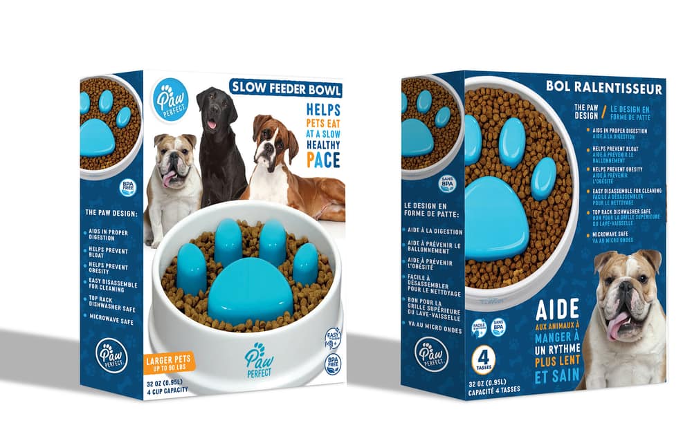 Paw Perfect Slow Feeder Bowls For Dogs, 4 Cups