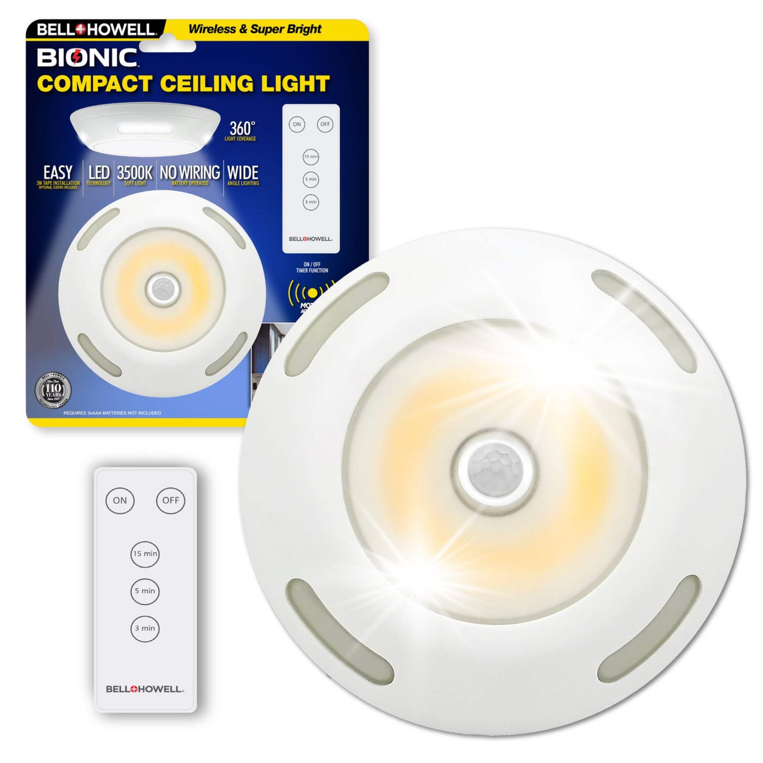 As Seen On TV Bell & Howell Bionic Compact Ceiling Light Front_Flat