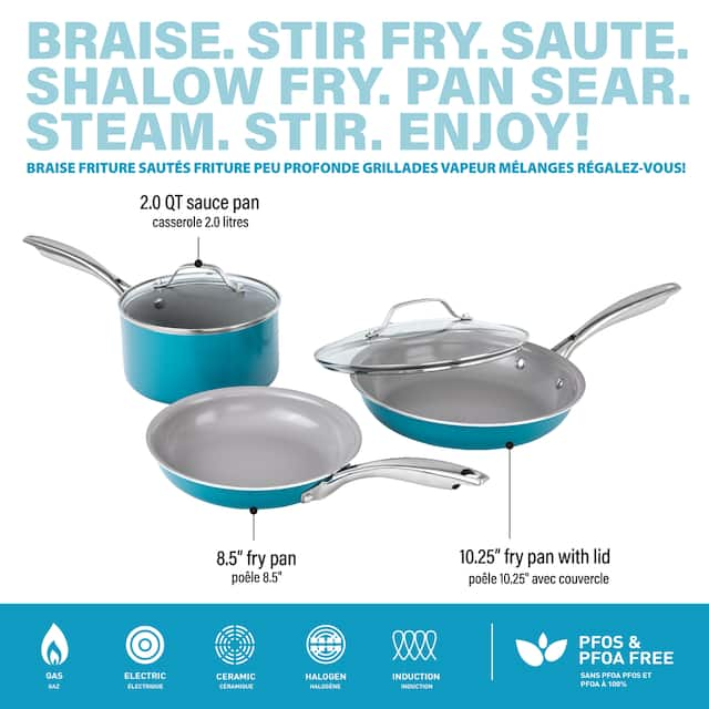 As Seen On TV Gotham Steel Cookware Set, Aqua Blue, 5-pc | Canadian Tire