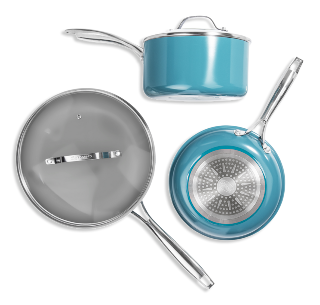 As Seen On TV Gotham Steel Cookware Set, Aqua Blue, 5pc Canadian Tire