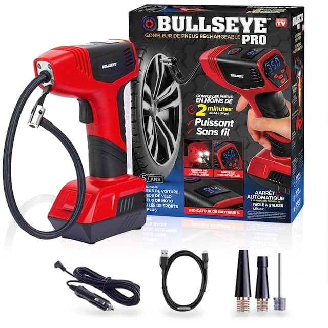 As Seen on TV Bullseye Pro Rechargeable Cordless Tire Inflator, Compact