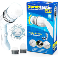 As Seen on TV Scrubtastic Max Powerful Handheld Scrubber with 2 Brush Heads, Compact, White Composite_or_Mixed