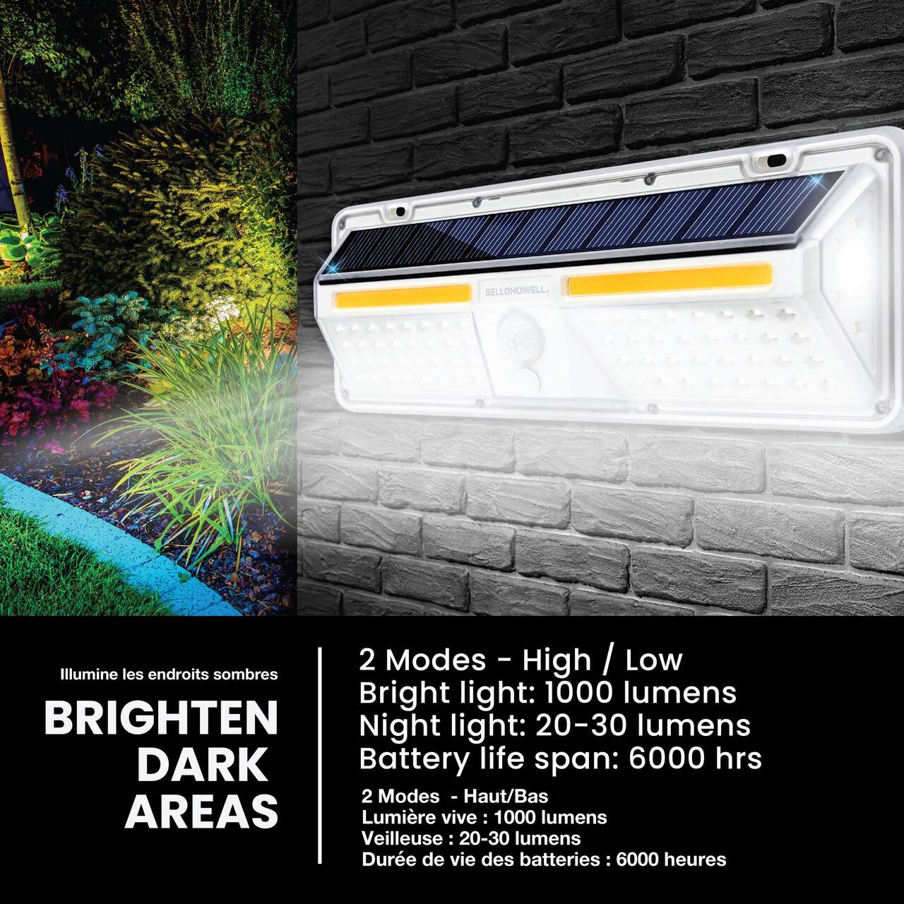 Lampe solaire bionique d'extérieur avec détecteur de mouvement sans fil  pour terrasse, garage, porte d'entrée