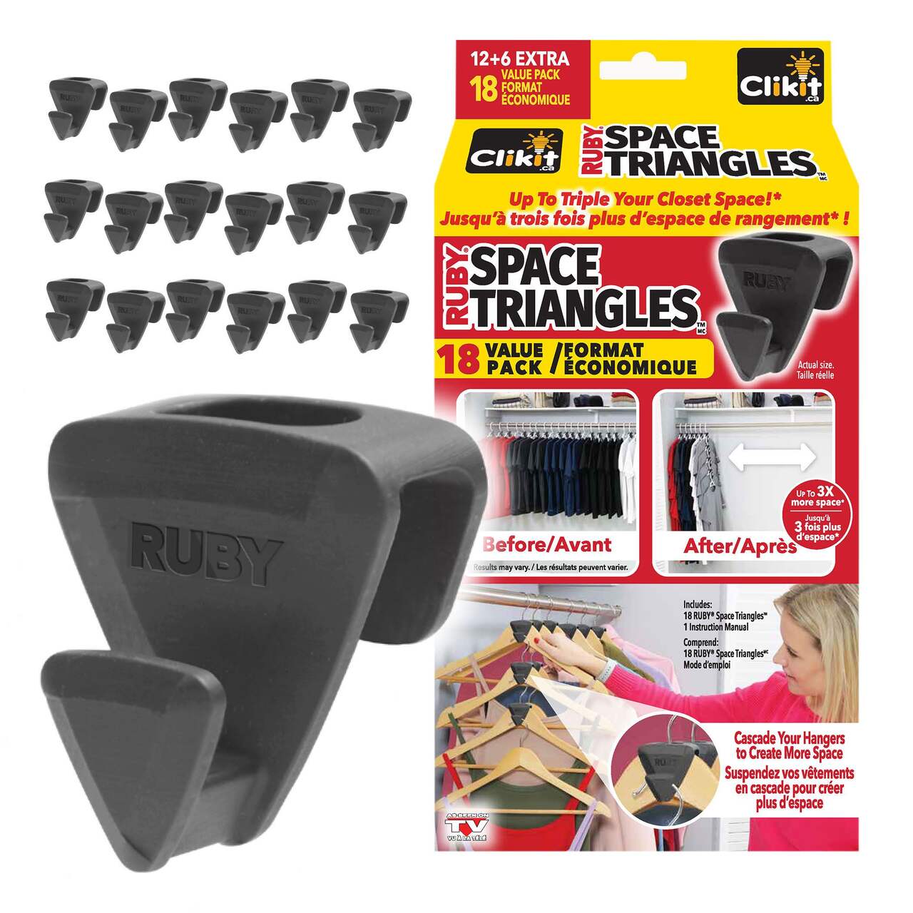 As Seen On TV Ruby Space Saver Triangles, Black, 18-pk