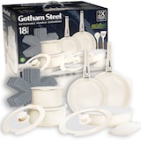 OB Gotham Steel Pots & Pan Set with Removable Handles, Cream, 18-pc Composite_or_Mixed