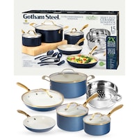 OB Gotham Steel Cookware Set, Non-Stick, Navy, 15-pc Composite_or_Mixed
