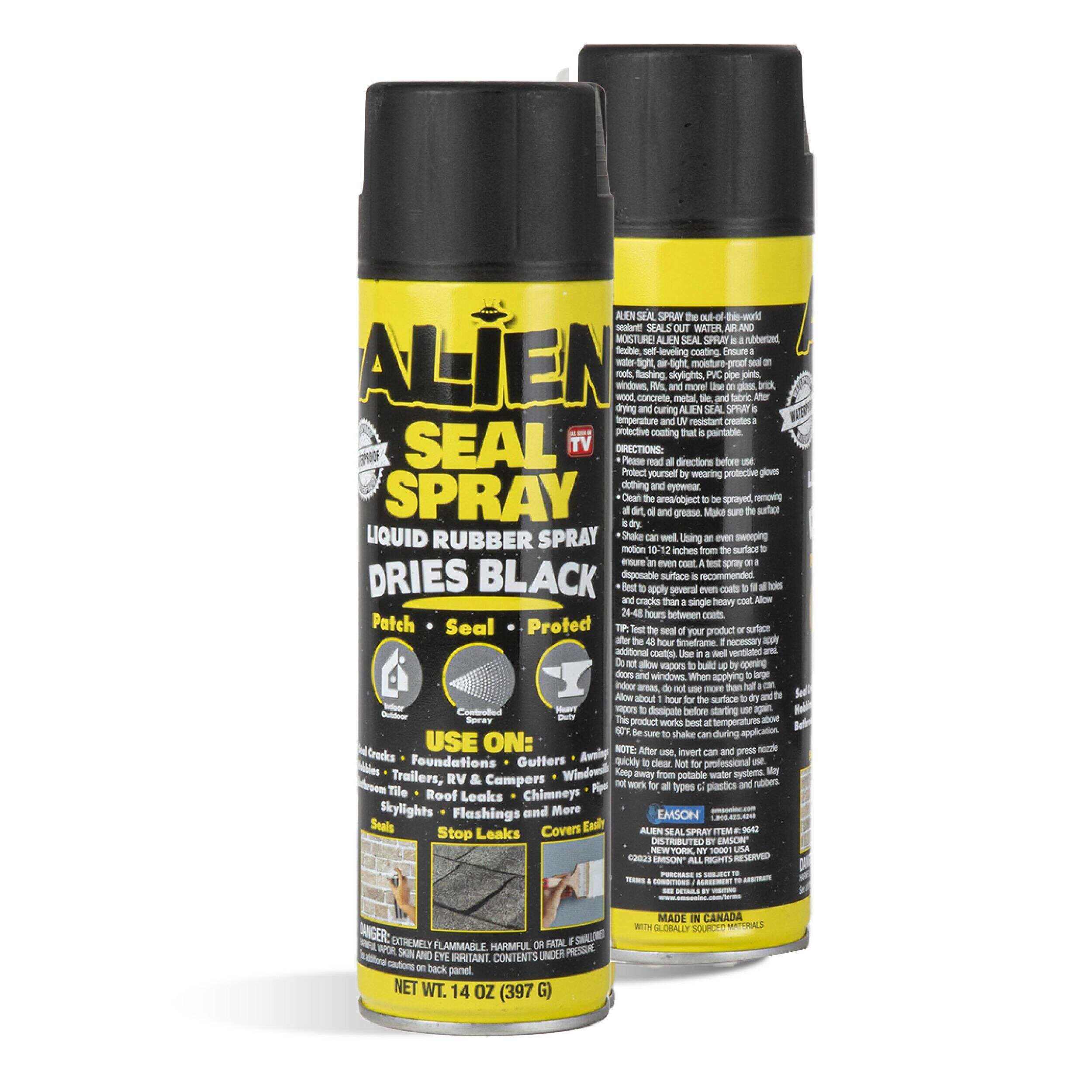 Alien Seal Waterproof Rubber Spray, Indoor/Outdoor, Black, 14-oz Composite_or_Mixed
