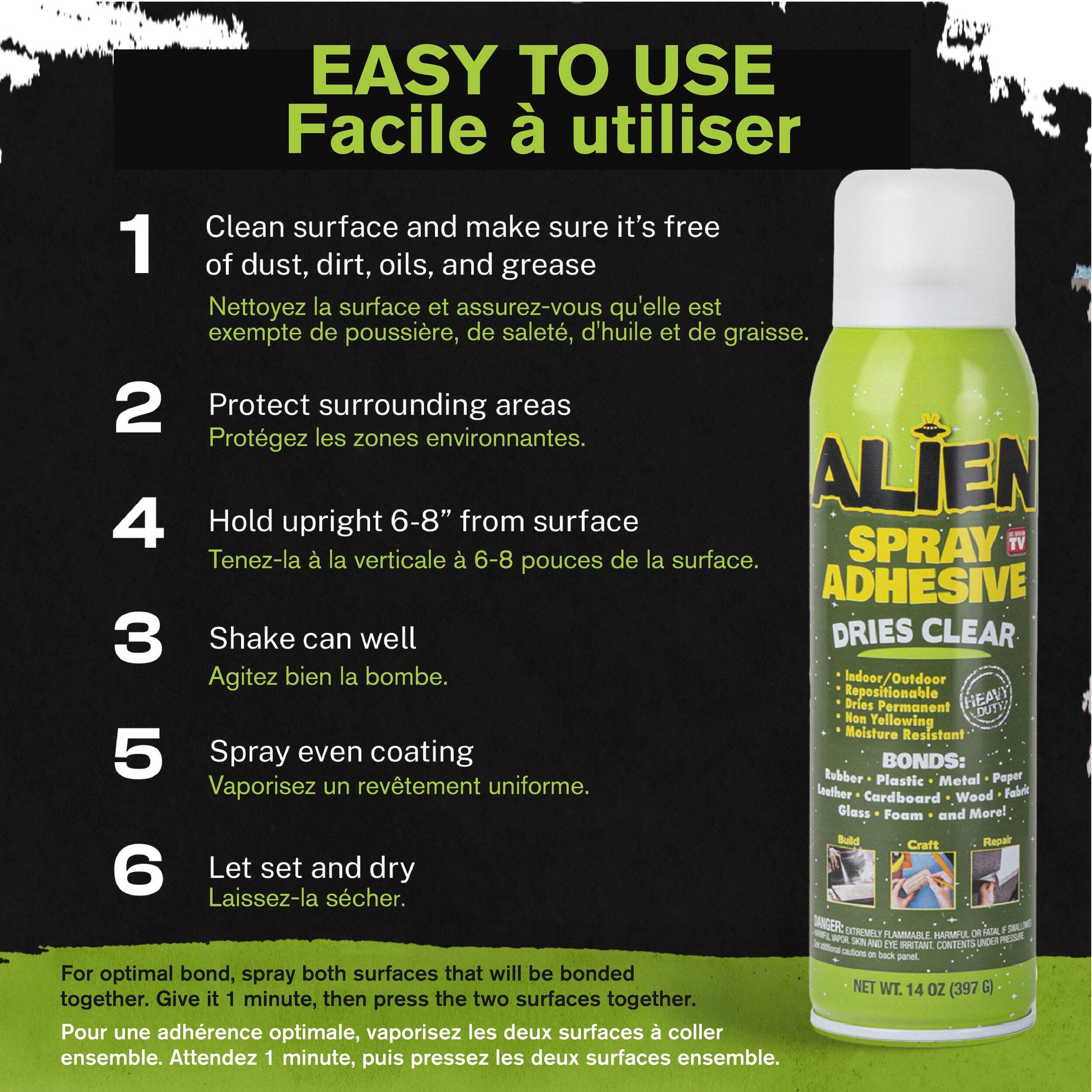 Aérosol Alien multifonctions, adhésif transparent, 14 oz Front_Flat