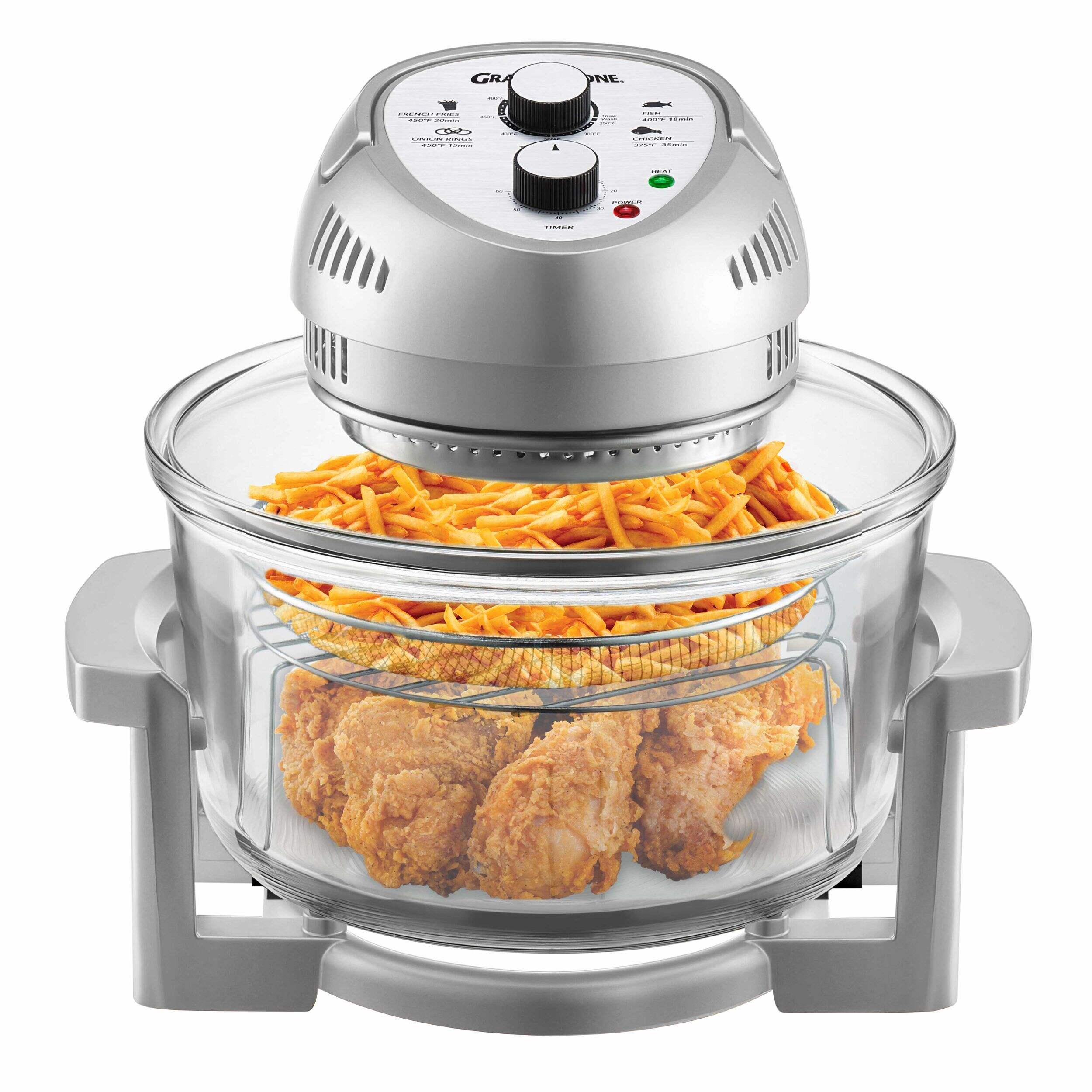 Granitestone Glass Air Fryer, Silver Front_Elevated