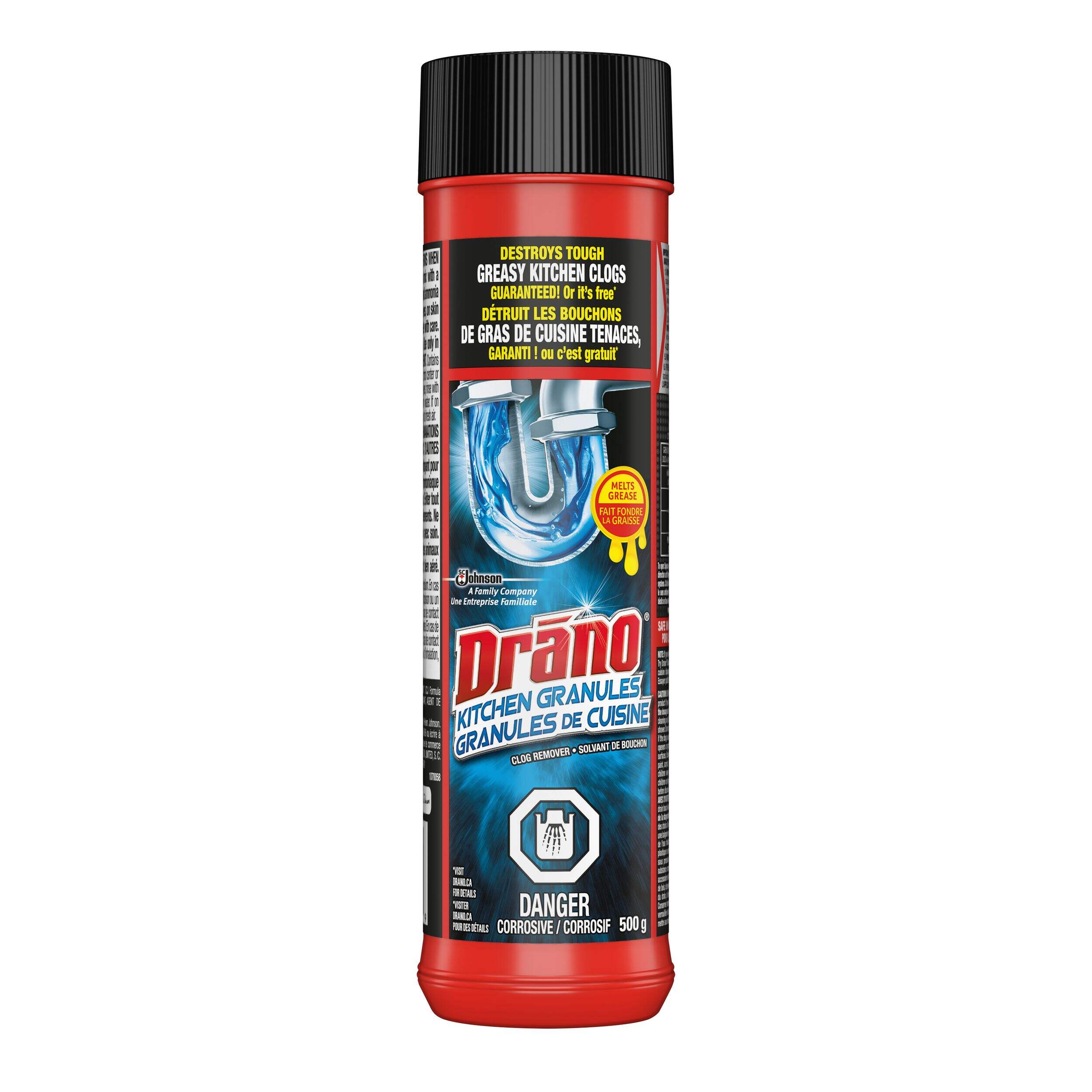 Drano Kitchen Granules Drain Cleaner & Clog Remover, 500-g Front_Flat