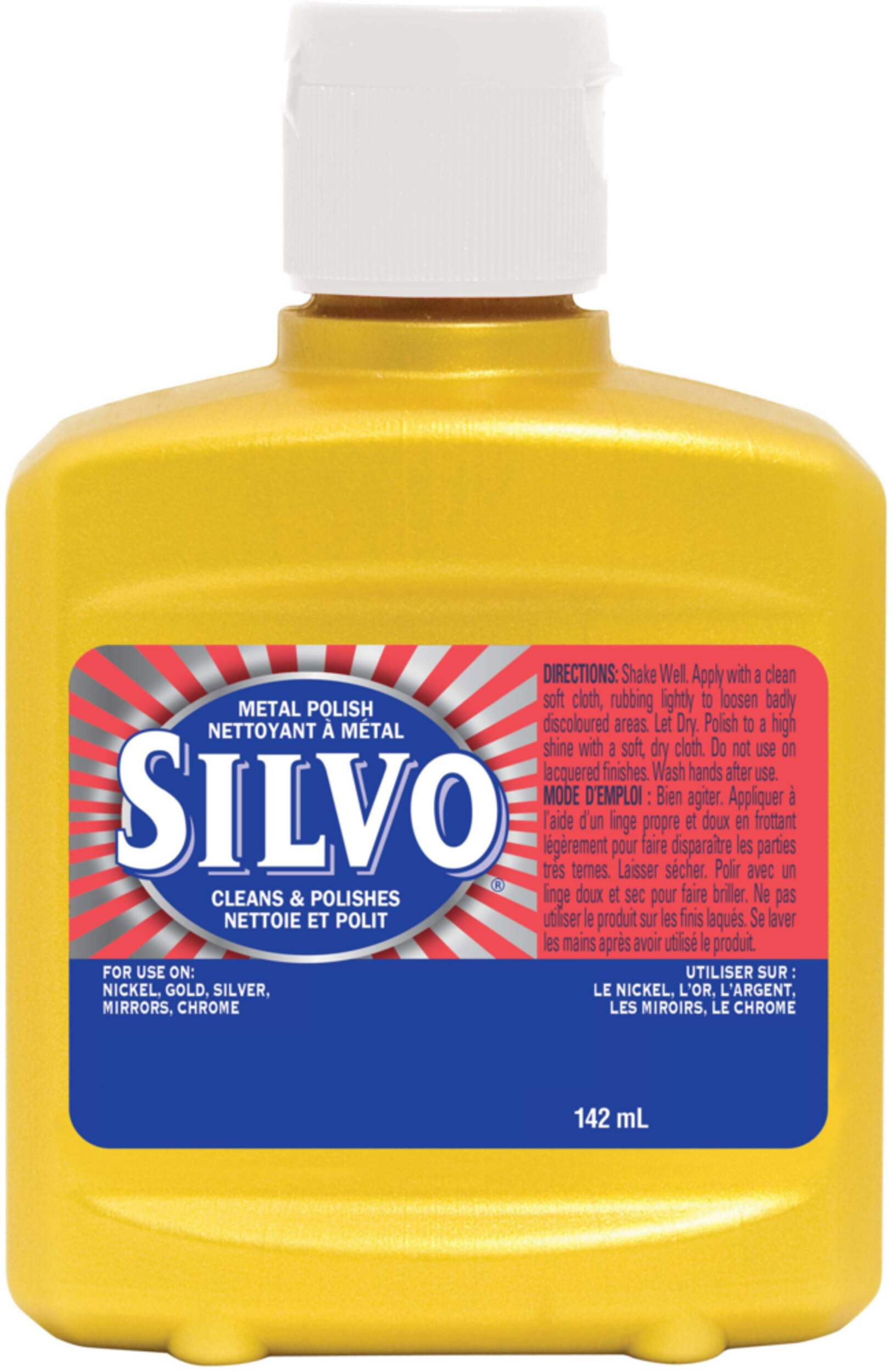 Silvo Metal Polish, Cleans & Polishes Nickel, Gold, Silver, Mirrors & Chrome, 142-mL Front_Flat
