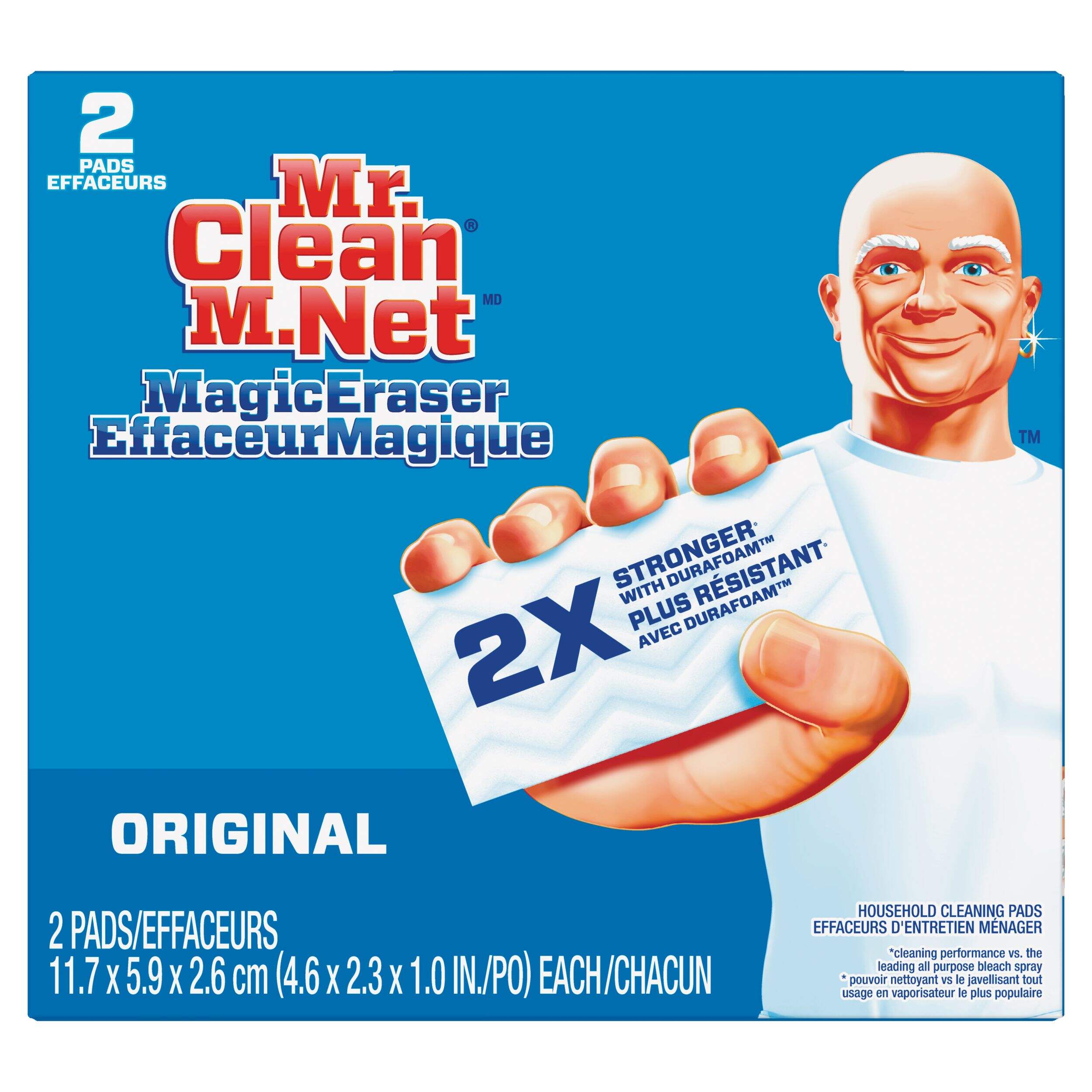 Mr. Clean Magic Eraser Original, Cleaning Pads with Durafoam, 2 count Front_Flat