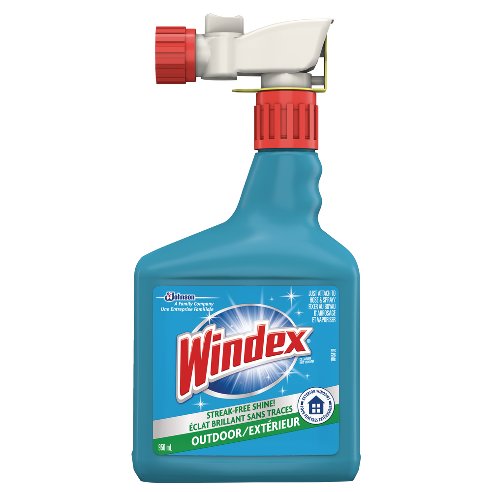 Windex Outdoor MultiSurface Concentrated Window Cleaner, 950mL, Attach to Hose and Spray
