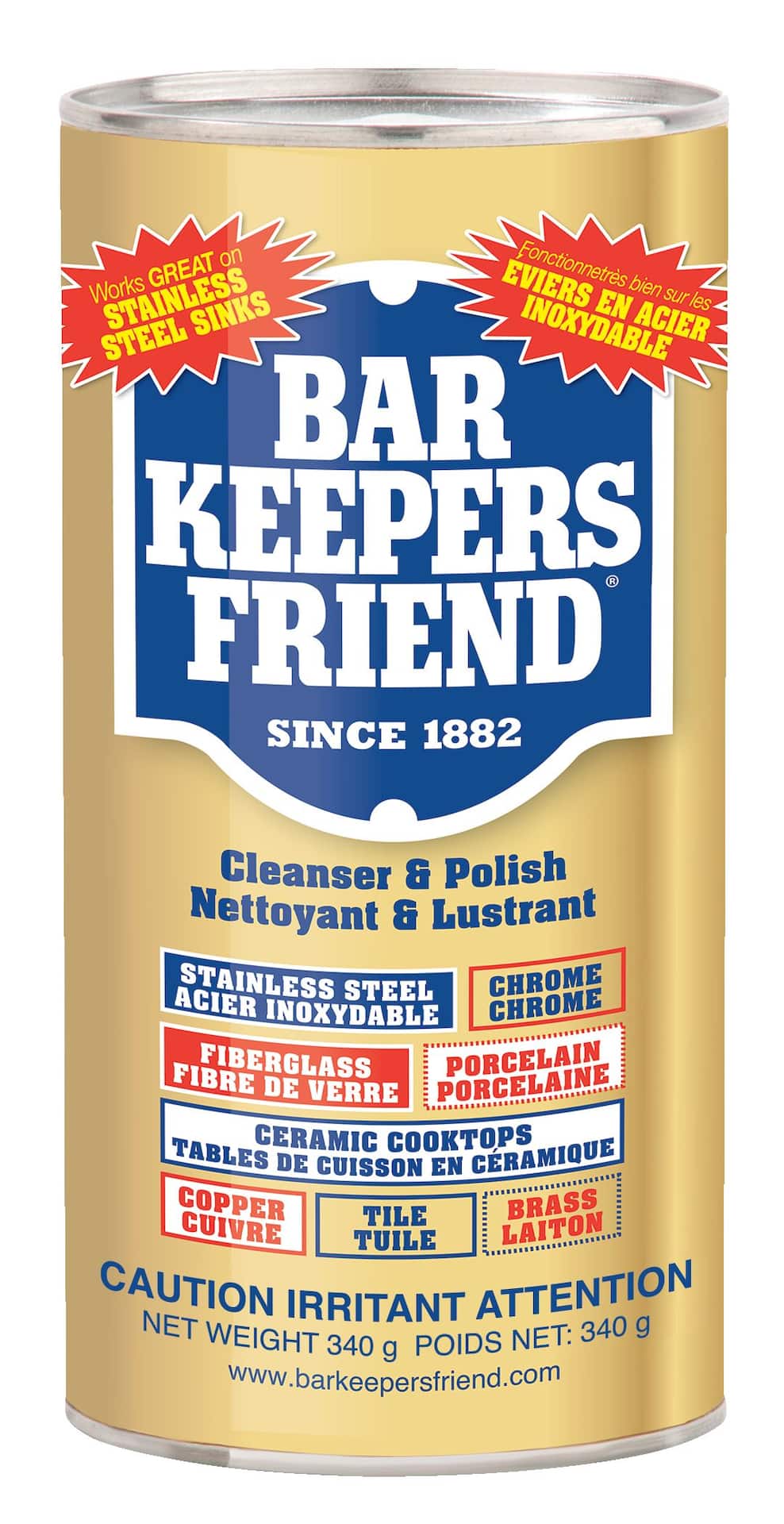 Bar Keepers Friend Powder Cleanser (12 oz - 4-pack) - Multipurpose Cleaner  & Stain Remover - Bathroom, Kitchen & Outdoor Use - For Stainless Steel